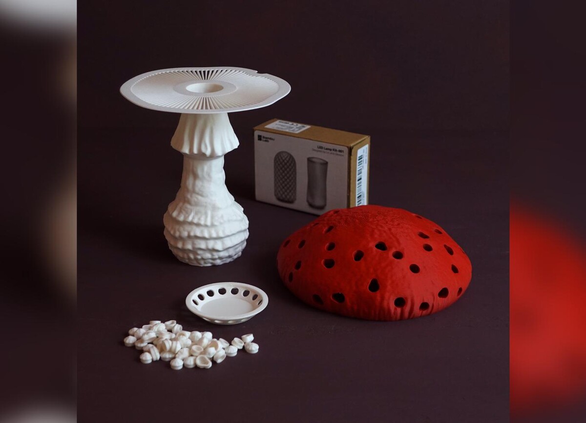 ライト・ランタン Somabito GLASS GLOBE mashroom 3D Oriamde 3D